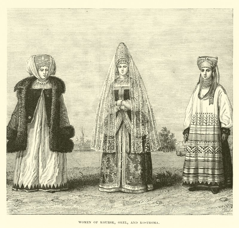 Women of Koursk, Orel, and Kostroma by English School