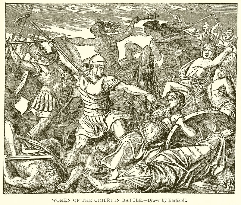 Women of the Cimbri in Battle by English School