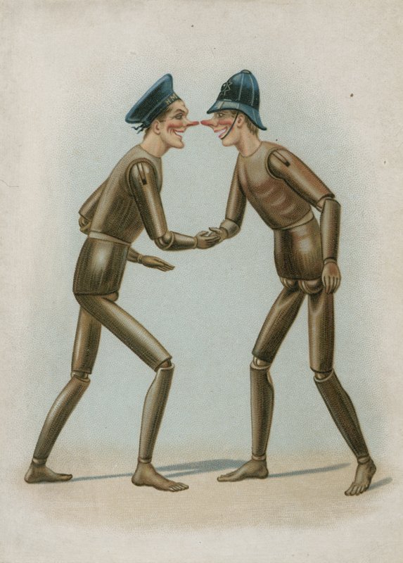 Wooden Puppets of a Sailor and Policeman by English School