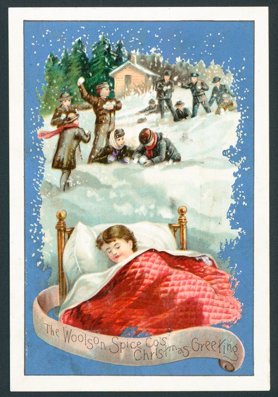Woolson Spice Company Christmas card by English School