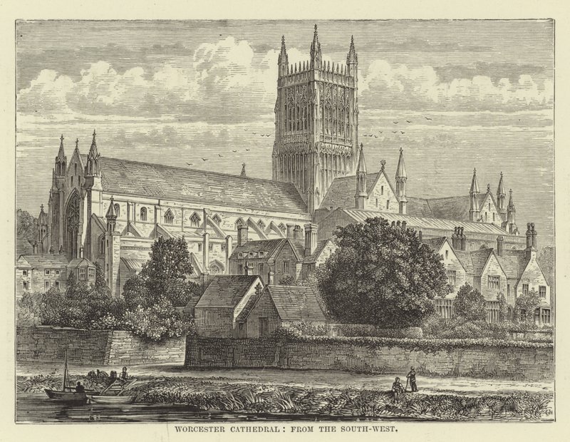 Worcester Cathedral, from the southwest by English School