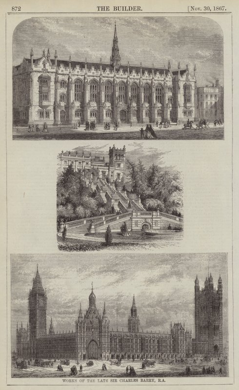 Works of the late Sir Charles Barry, RA (engraving) by English School