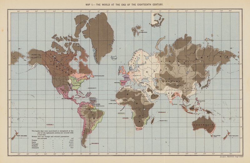 World at the end of the Eighteenth Century by English School
