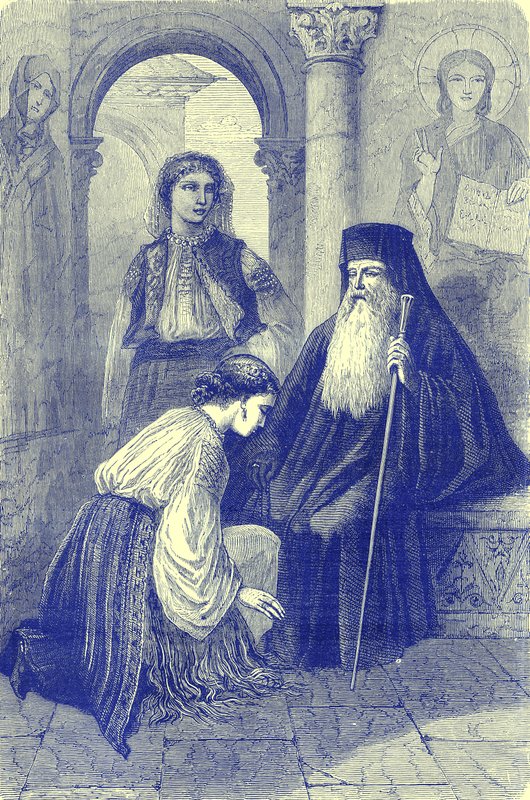 Worship in Roumania, Illustration from Illustrated Travels, Edited by H. W. Bates, Published c.1880 by English School