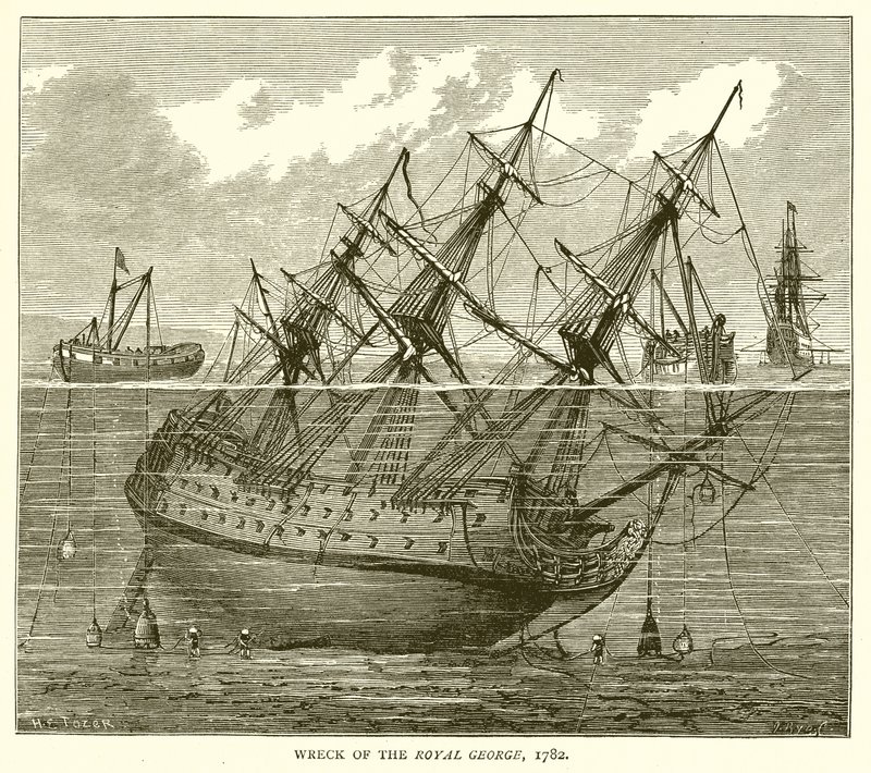 Wreck of the Royal George, 1782 by English School