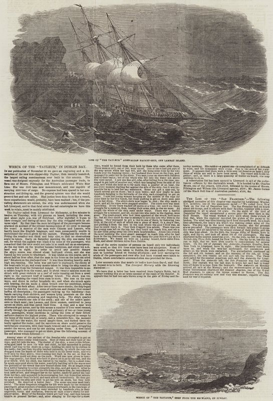 Wreck of the "Tayleur," in Dublin Bay by English School