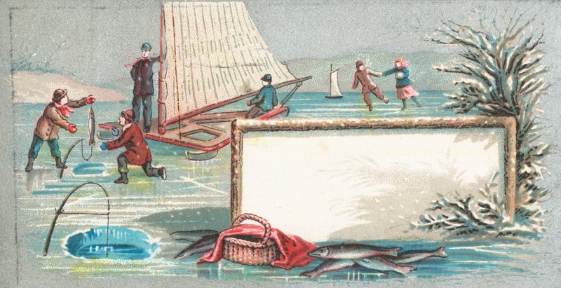 Yachting, Fishing and Skating on ice by English School