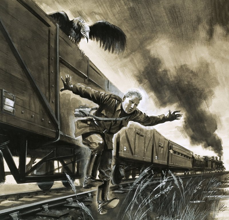 Young Winston Churchill Makes His Escape by Train, in the Company of a Vulture by English School