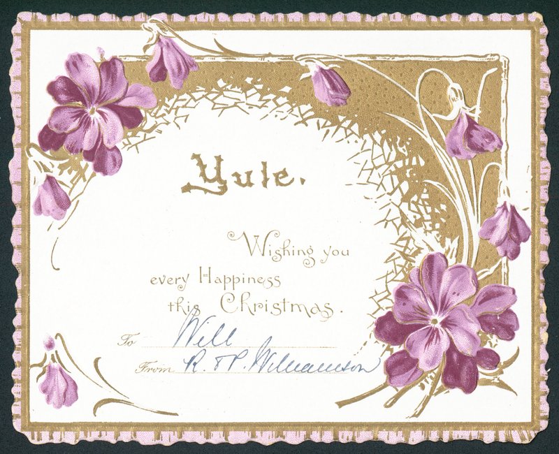 Yule, violet flowers by English School