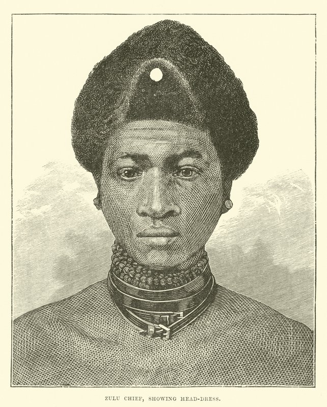 Zulu Chief, Showing Head-Dress by English School