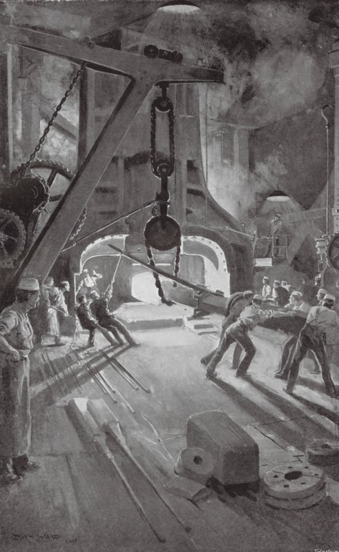 The 40-ton Steam-Hammer at Work in Woolwich Arsenal by Enoch Ward