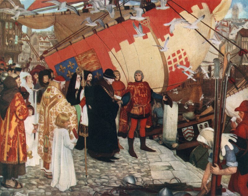 The departure of John and Sebastian Cabot from Bristol on their first voyage of discovery, 1497 by Ernest Board