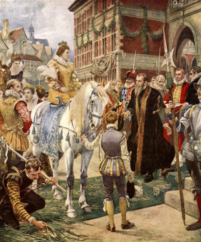 Queen Elizabeth opening the Royal Exchange by Ernest (after) Crofts