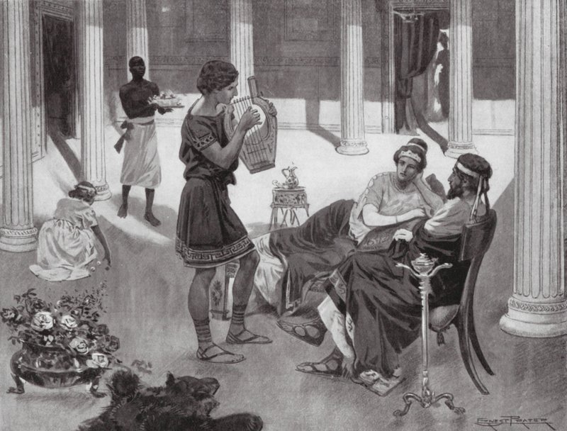 The Interior of a Greek House, IVth Century BC by Ernest (after) Prater
