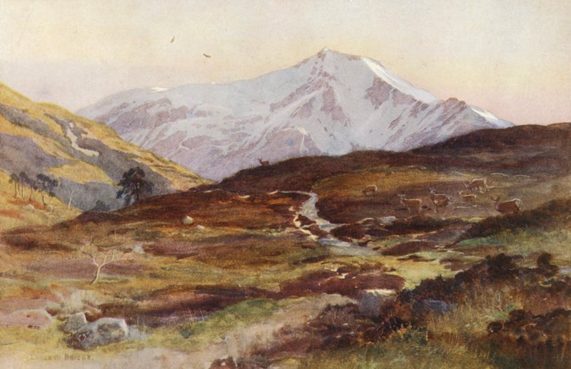Ben Lui, in April, from Strath Fillan by Ernest Edward Briggs