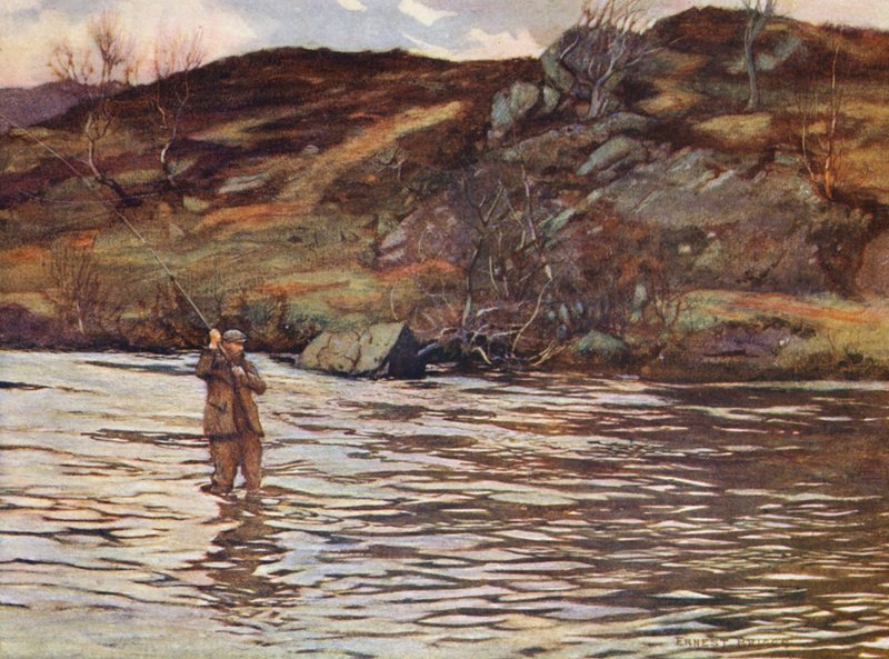 McNaughton of Luib, on the double bend pool by Ernest Edward Briggs