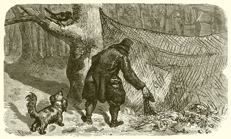 The Fowler and the Blackbird by Ernest Henry Griset