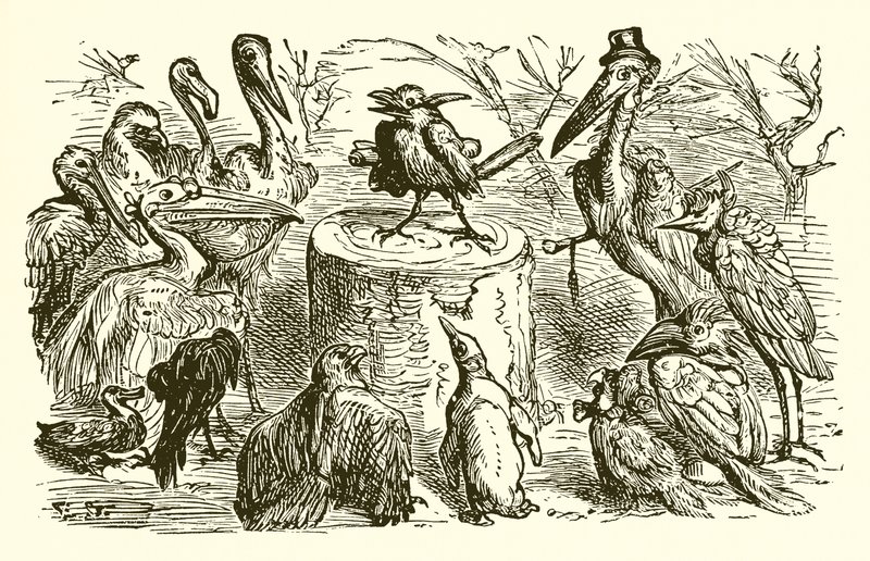 The Peacock and the Magpie by Ernest Henry Griset