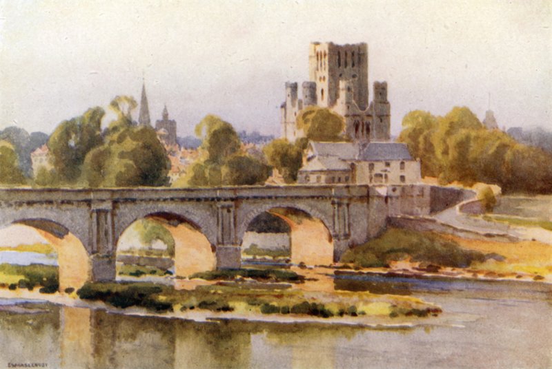 Kelso: The River Tweed and Abbey Ruins by Ernest William Haslehust