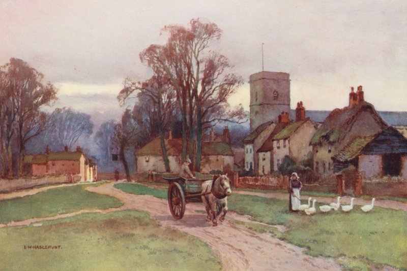 River Thames: Sutton Courtney Village by Ernest William Haslehust