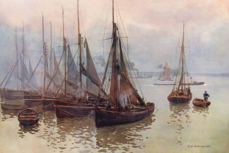 River Thames: The Shrimping Fleet, Gravesend by Ernest William Haslehust