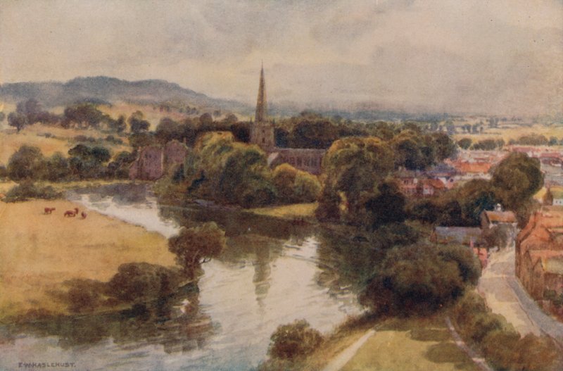 Stratford-on-Avon from the Memorial Theatre by Ernest William Haslehust
