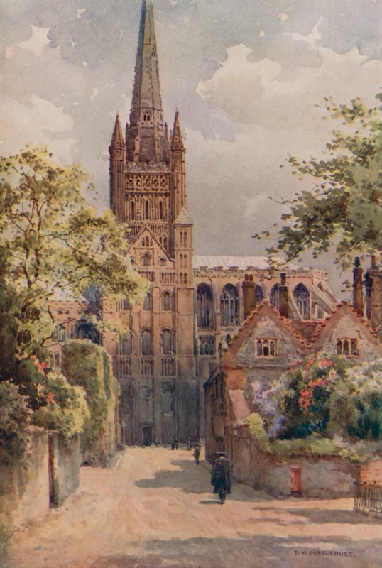 The Cathedral Precincts, Norwich by Ernest William Haslehust