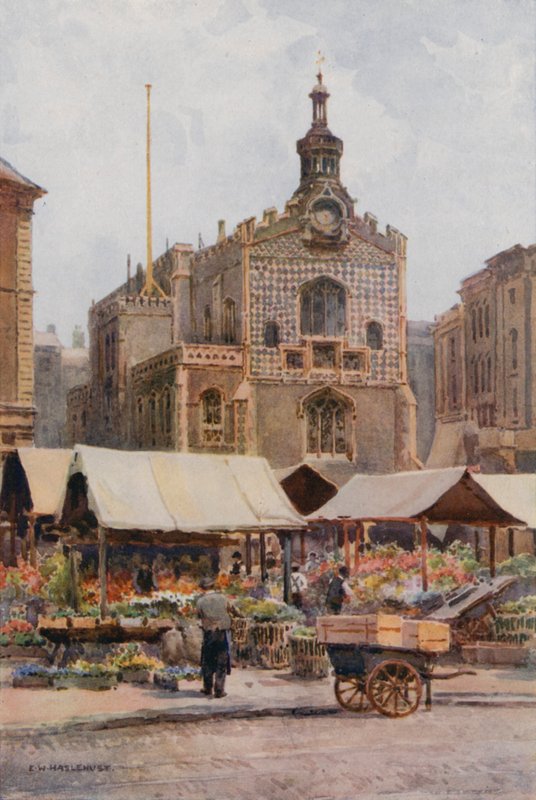 The Market-Place and Guildhall, Norwich by Ernest William Haslehust