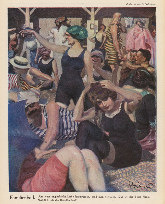 Beach Scene by Ernst (after) Heilemann