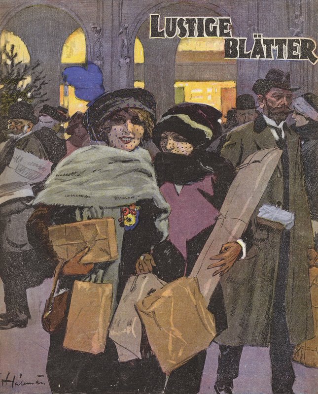 Women Christmas Shopping by Ernst (after) Heilemann