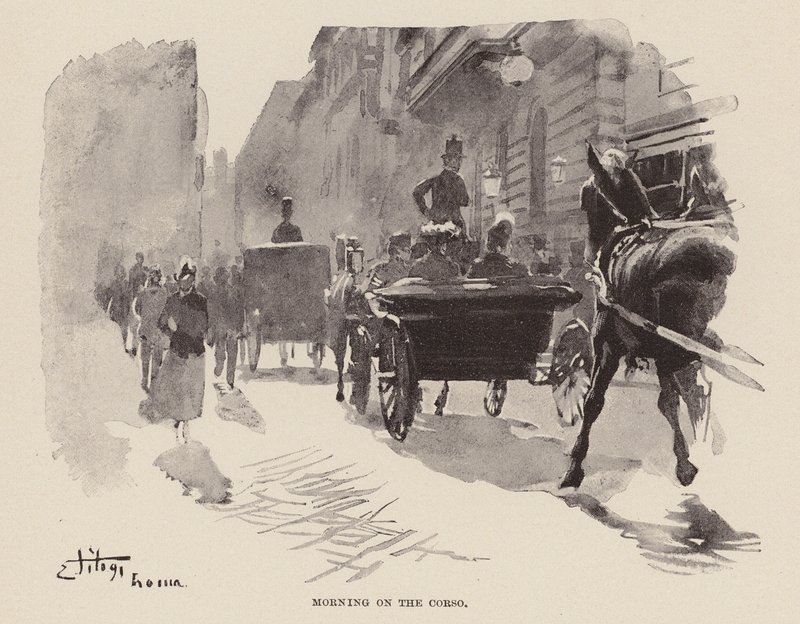 Morning on the Corso by Ettore Tito