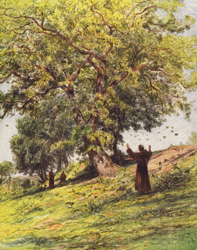 St Francis Preaches to the Birds by Eugene (after) Burnand