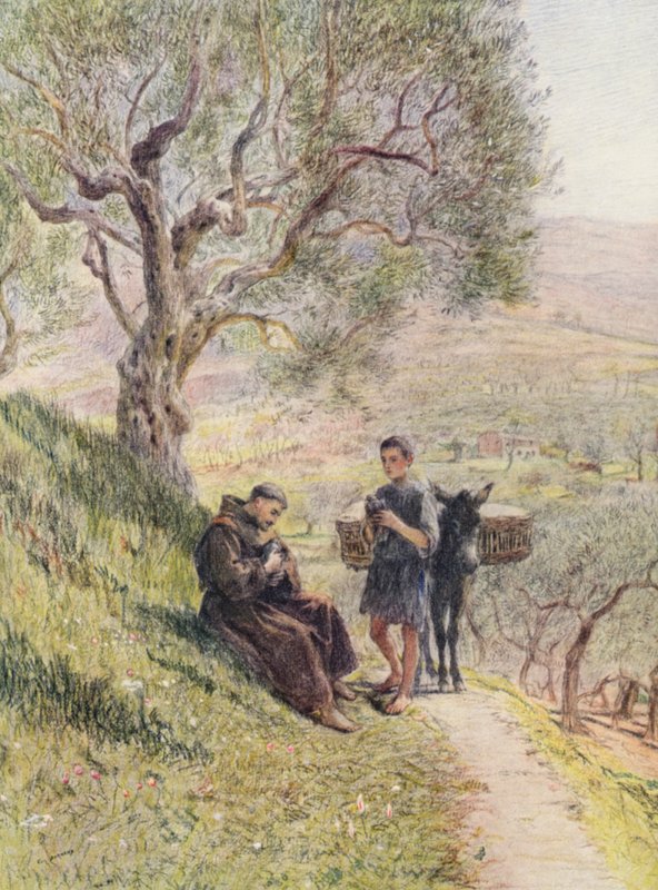 St Francis Tames the Wild Turtle Doves by Eugene (after) Burnand