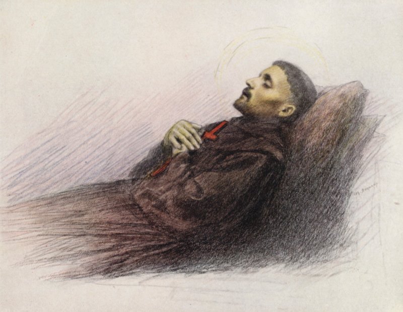 St Francis on his Death-Bed by Eugene (after) Burnand