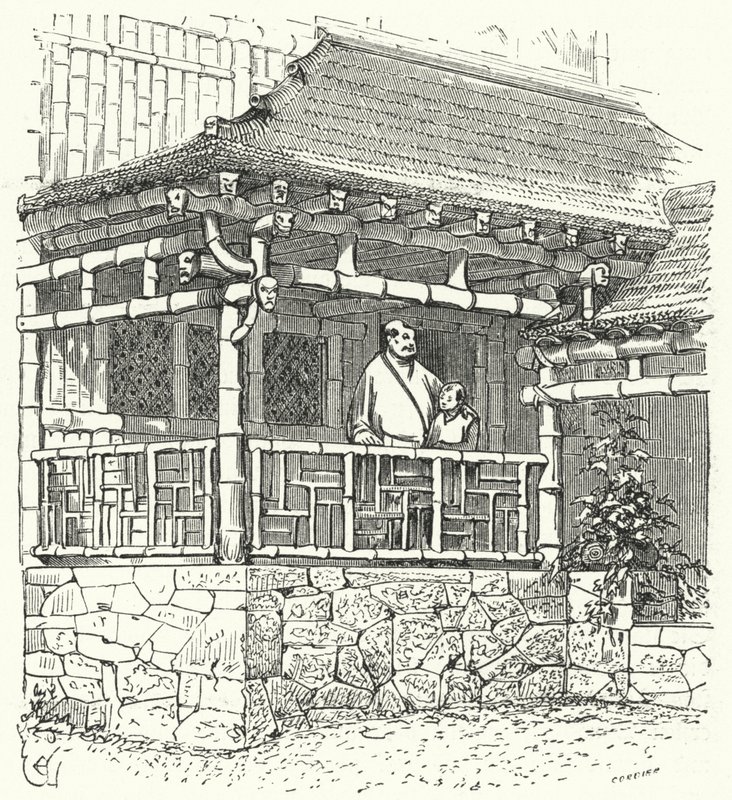 Ancient Chinese house built from bamboo by Eugene Emmanuel after Viollet le Duc