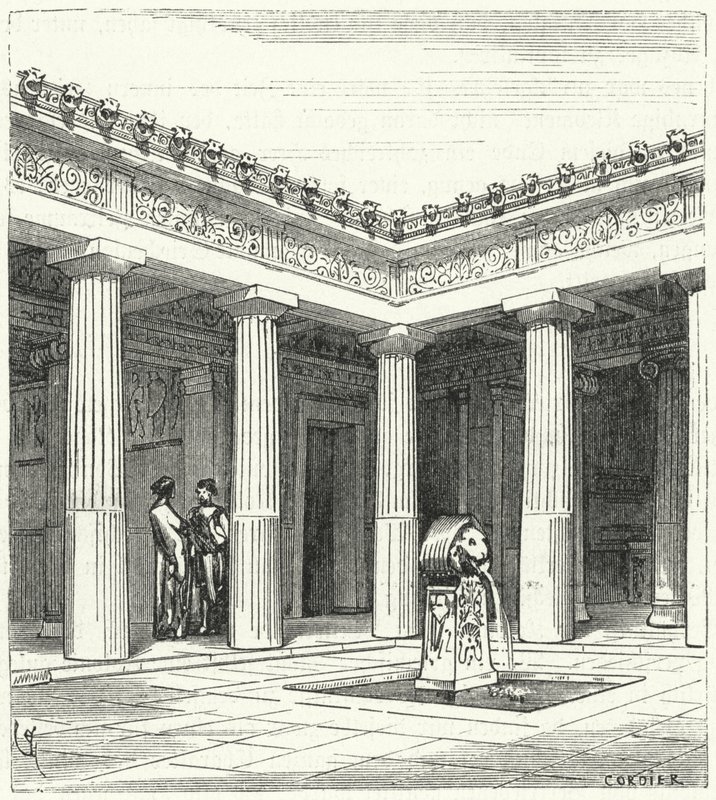 Doric courtyard of an Ancient Greek house by Eugene Emmanuel after Viollet le Duc
