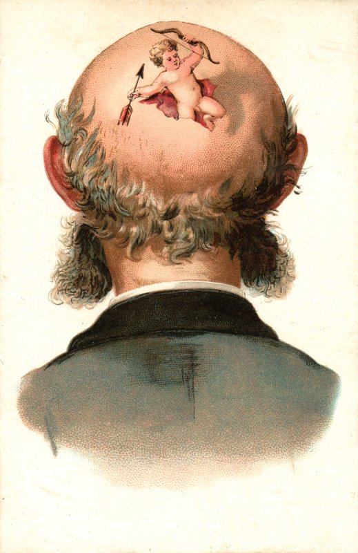 Male head - with Cupid climbing out by European School