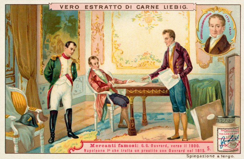 Napoleon negotiating a loan with French banker Gabriel-Julien Ouvrard, 1815 by European School