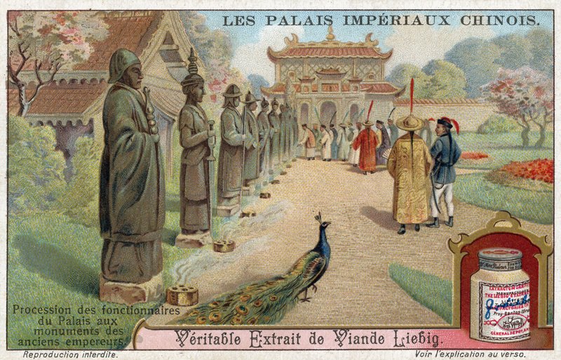 Palace officials visiting the statues of old emperors, China by European School