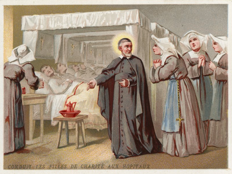 St Vincent de Paul leading the Daughters of Charity to help at a hospital by European School