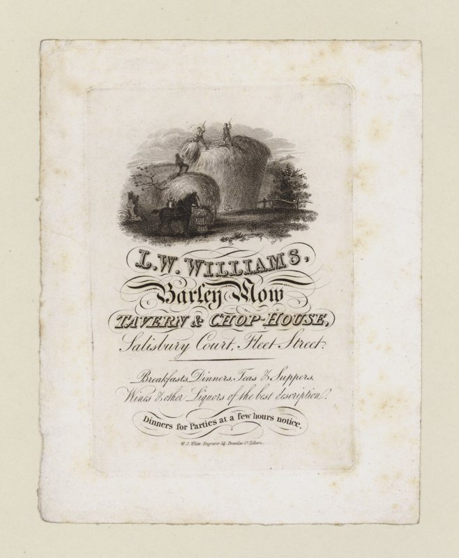 Barley Mow Tavern, trade card by European School