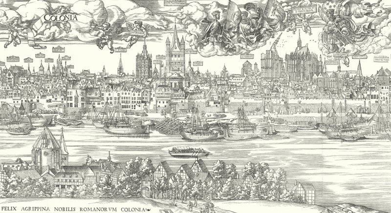 View of life on the river Rhine in Cologne, 1531 by European School