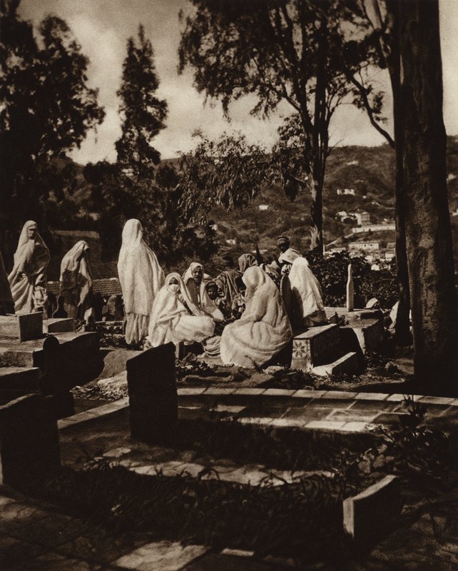 Algiers, Arab Women in a Cemetery by European Photographer