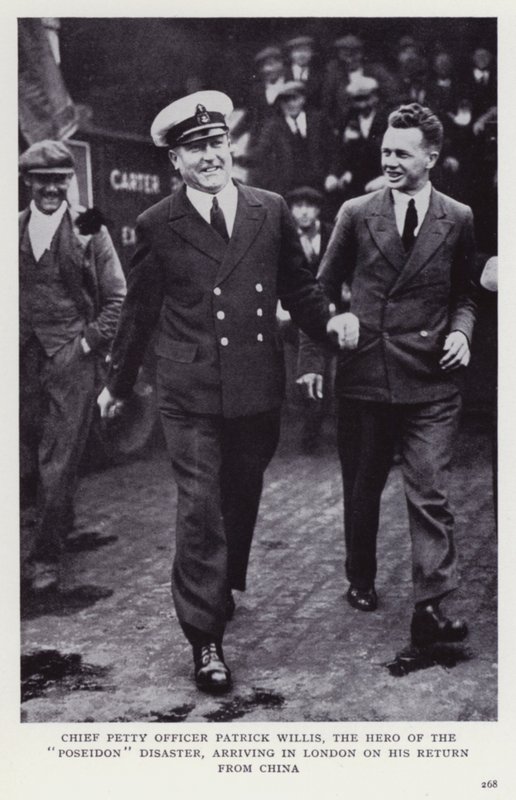 Chief Petty Officer Patrick Willis, the Hero of the Poseidon Disaster, Arriving in London on His Return from China by European Photographer