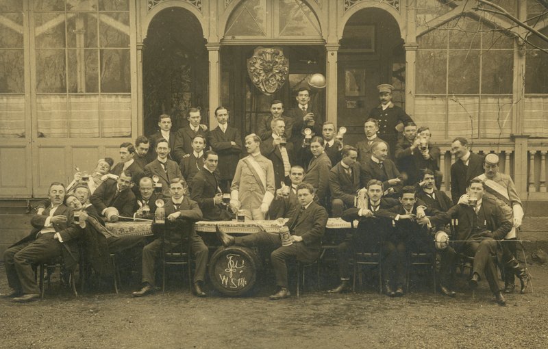 Portrait of a group of men, possibly a fencing club by European Photographer