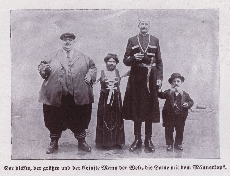 The fattest, tallest and shortest men in the World, and a bearded lady by European Photographer