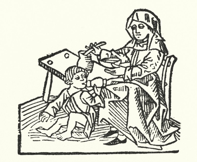 15th century nurse and child by European School