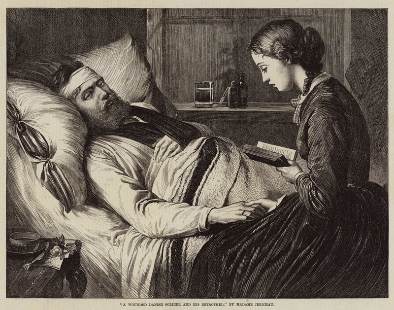 A Wounded Danish Soldier and his Betrothed (engraving) by European School