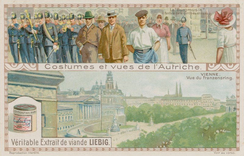 A Military Band and a View of the Franzensring in Vienna by European School