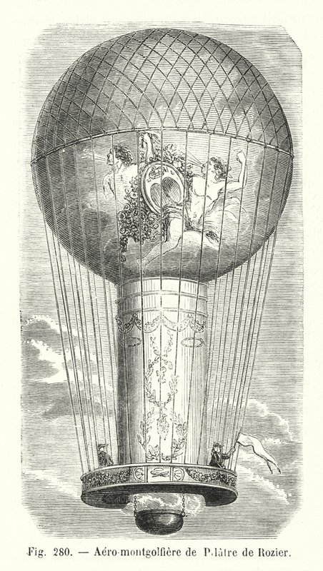 Aerostat of Pilatre de Rozier (engraving) by European School